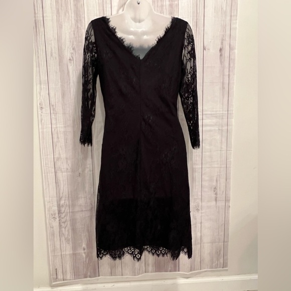 ÓNIX NITE  romantic black lace dress 3/4 sleeves size 4 - Picture 1 of 6